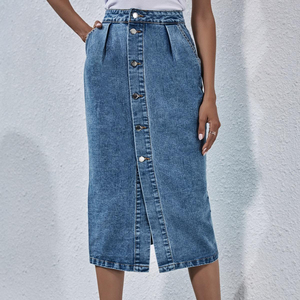 Falda vaquera de invierno para mujer, estilo europeo y americano, corte lápiz, 100% algodón, elástica, de secado rápido, con diseño de cierre trasero. - Product Image 3