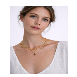 Geometric Gold Plated Pendant Necklace Heart Shape Women's Minimalist Alloy <b>Chain</b> Everyday Wearing Jewelry - Product Image 1