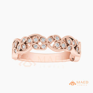 Rose Gold Vintage Moissanite Filigree Ring Lab Grown Diamond Wedding Band Elegant Bridal Jewelry Women - Product Image 5