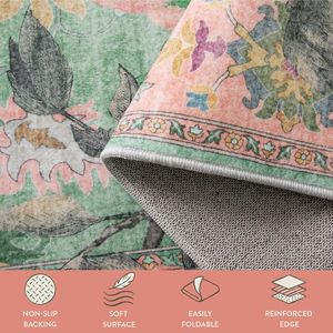 Tappeto Vintage Botanico con Uccelli 5x7, Grande Tappeto Lavabile per Interni, Stile Boho Verde per Camera da Letto, Sala da Pranzo, Set di Tappeti per Soggiorno - Product Image 5