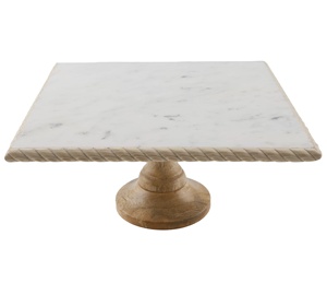 <b>Marble</b> & Acacia Wood <b>Cake</b> <b>Stand</b> Creative Modern Style <b>Cake</b> & Pastries <b>Stand</b> Kitchen Tool 1 Tier <b>Cake</b> <b>Stand</b> - Product Image 2