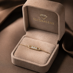 Minimalist 18K Solid Gold Yellow Gold <b>Bracelet</b> with <b>Baguette</b> Cut Natural Diamonds Women's Everyday Wear - Product Image 4