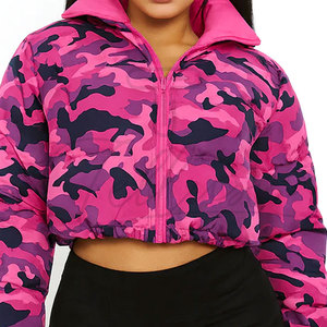 Customize Long Sleeve Cropped Women Puffer <b>Jackets</b> Winter Outdoor Cold Weather Lightweight <b>Camo</b> Puffer Coat - Product Image 3