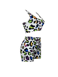Conjunto de 2 Piezas para Mujer, Top Corto y Pantalones Cortos por Encima de la Rodilla, Transpirable, de Spandex y Poliéster, Ropa Deportiva de Verano - Product Image 3