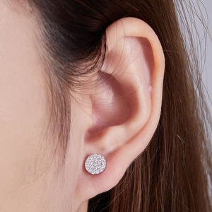 Pendientes de Diamantes Redondos Duraderos, Cultivados en Laboratorio, Certificados por IGI, Color D E F, Claridad VVS VS, Oro, Oro Rosa, Oro Blanco, Plata para Mujer - Product Image 1