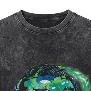 Camiseta Oversize Negra para Hombre con Logo DTF Personalizado, Lavado Ácido, Hombros Caídos, Algodón Grueso de Calidad Premium, Venta al por Mayor OEM - Product Image 6