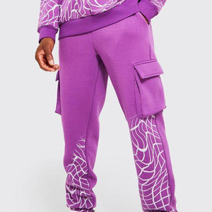 Ensemble de survêtement pour homme, violet uni, à fermeture éclair, à capuche, manches longues, style streetwear, design 2 en 1, coupe classique, vêtements d'automne - Product Image 4