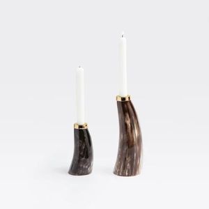 New horn with brass moulding <b>candle</b> holder <b>set</b> of two trending handmade horn craft <b>candle</b> stand - top - Product Image 1