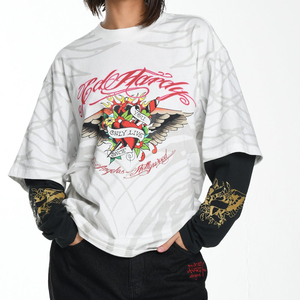 Camiseta estética de doble capa para mujer, 2 en 1, estilo coreano, informal, de gran tamaño, ropa de calle, camiseta de moda para mujer - Product Image 5