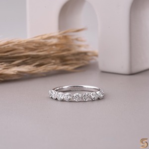 Lab Grown Diamond Sterling <b>Silver</b> Rhodium Plated <b>Eternity</b> Band | 0.81 CT Lab Grown Diamond <b>Ring</b> | 3.00 MM Brilliant Cut | - Product Image 2