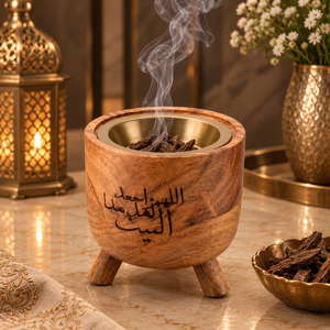 Geometric Wooden Bakhoor Burner With Storage <b>Box</b> Ramadan <b>Eid</b> Oud Incense Holder Arabic Mabkhara Aromatic Censer Islamic <b>Gift</b> - Product Image 3