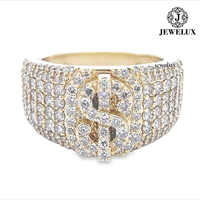 Bague Cocktail Unisexe de Qualité Supérieure Jewelux en Argent 925 Plaqué Rhodium Certifiée IGI avec Pavé de Diamants Motif Signe Dollar pour Mariage