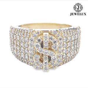 แหวนค็อกเทลผู้ชายคุณภาพพรีเมียม Jewelux เงินแท้ 925 ชุบโรเดียม ประดับเพชรทรงดอลลาร์ สไตล์ฮิปฮอป - Product Image 4