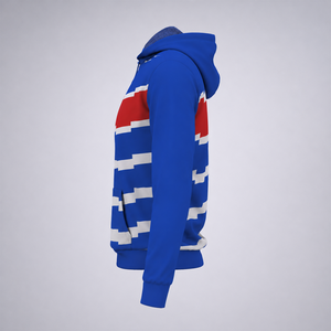 Sweat à capuche personnalisé en sublimation, bleu, rouge, blanc, motif géométrique, sweat à capuche de sport - Product Image 3