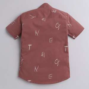 Polka Tots Camiseta de media manga Cuello DE TENIS Estampado del alfabeto-Marrón - Product Image 2