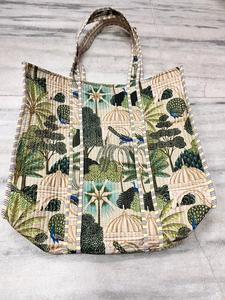 Bolso Tote de Algodón Acolchado Vintage con Cierre Abierto, Bordado Floral y Estampado a Mano para Compras o para Mujer, Verano Otoño - Product Image 3