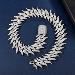 Precio de Fábrica, Cadena de Eslabones Cubanos Personalizada de Plata de Ley 8-20mm con Diamantes de Imitación, Moissanita VVS1, Joyería HipHop - Product Image 5