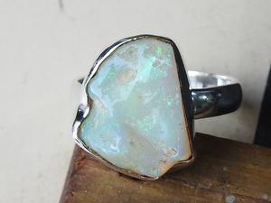Australian <b>Opal</b> Natural Polished Rough Silver Classic Bezel Setting Wedding <b>Ring</b> Gift for Her Fashionable Jewelry New Arrival - Product Image 6