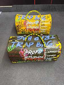 Sac de voyage de luxe en cuir, imprimé graffiti, fermeture éclair, sac de week-end, sac de sport, jaune, grande capacité, style décontracté - Product Image 6