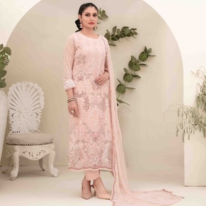 Robes Eid Robes de soirée lourdes pour femmes avec broderie en mousseline de soie Costumes punjabi trois pièces par Tawakkal Vol SETAREH Long Maxi - Product Image 3