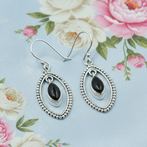 Black Onyx 925 Sterling Silver Handmade Dangle <b>Earrings</b> Oval Frame Boho <b>Hook</b> <b>Earrings</b> Gift Jewelry For Women Elegant Design Sets - Product Image 2