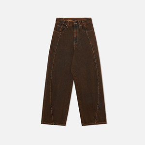 Jeans de Mezclilla para Hombre, Cintura Alta, Pierna Ancha, Lavado a la Piedra, Cierre de Botones, Casual, 100% Algodón, Tejido de Peso Medio, Estilo Otoñal - Product Image 1