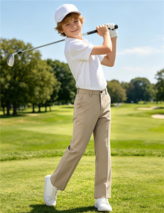 Pantalon chino en twill à taille ajustable pour enfants, uniforme scolaire, pantalon de golf pour garçons, 4 poches, pantalon habillé - Product Image 5