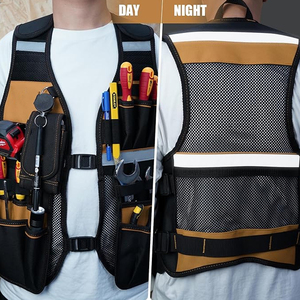High Quality Tools Vest Black Tactical Security <b>Construction</b> reflective Safety Clothing Vest New style Polyester Tool <b>Work</b> Vest - Product Image 3