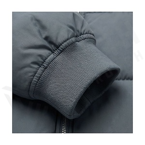 Your2aone Bomber Jacket Gray Full Sleeve Winter Windproof Polyester Filling Stand Collar Zipper Closure - Product Image 6