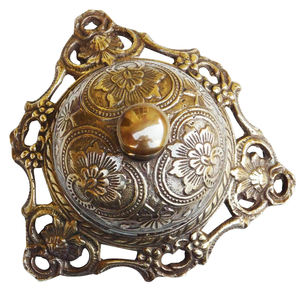 Cloche de table en laiton gaufré, décorative pour bureau et hôtel, objet de collection, en laiton massif, style floral, cloche de service de bureau - Product Image 3