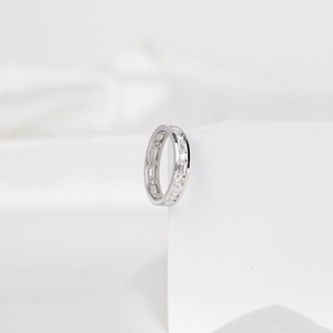 Anillo de Eternidad Completo con Diamantes Cultivados en Laboratorio, Corte Esmeralda Redondo, en Oro Blanco de 14K, Anillo de Boda de Lujo, Regalo de Aniversario para Ella, Elegante - Product Image 1