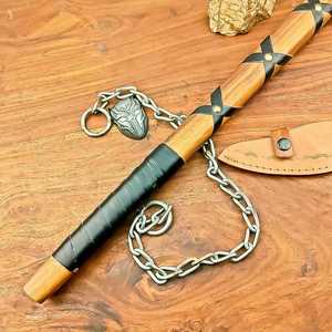 Custom Handmade Forged Carbon Steel Axe Outdoor Camping Tomahawk Hatchet Wooden Handle Survival Axe With Cover Survival <b>Tool</b> - Product Image 3