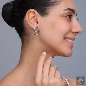 Prao Combo oxidised jhumki ต่างหูไข่มุกคริสตัลรูปใบไม้ - Product Image 1