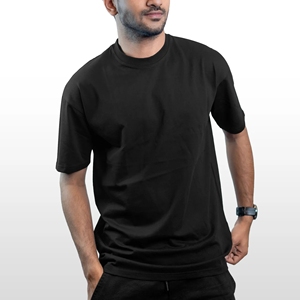 T-shirt noir uni pour homme, 100% coton, couleur unie, pour un confort quotidien - Product Image 1