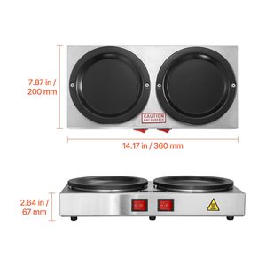 Scaldacaffè Commerciale in Vetro da 80W con Doppia Piastra Riscaldante, Capacità 1.8L, Controllo Duale - Product Image 6