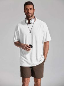 Camiseta Oversize Moderna para Hombre, Corte Holgado, Cuello Redondo de Algodón, Manga Corta, Hombros Caídos, Estilo Urbano Casual, Ropa de Calle Transpirable para Verano - Product Image 3