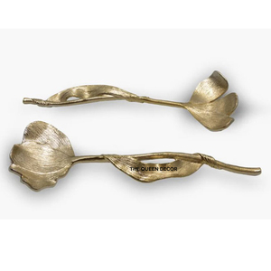 Juego de Cucharas de Metal de Aluminio con Asa Floral Vintage, Dorado Martillado, para Servir Postres en Bodas, Utensilios de Mesa - Product Image 6