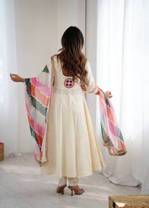 Robe longue ample décontractée pour femme, en coton brodé traditionnel, style ethnique Inde Pakistan - Product Image 5