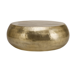 New Arrival Hammered Brass Coffee <b>Table</b> <b>Round</b> Modern Contemporary Living Room Furniture <b>Gold</b> Finished Metal Top - Product Image 1