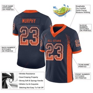 Camiseta de Fútbol Personalizada en Azul Marino, Naranja y Blanco, de Malla Transpirable, Secado Rápido y Ligera, para Equipos Deportivos - Product Image 5