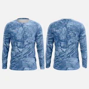 Men's <b>Long</b> <b>Sleeve</b> Fishing Shirt Sublimation Print <b>Blue</b> Camouflage Pattern UPF 50 Anti-UV Pullover <b>Top</b> - Product Image 1