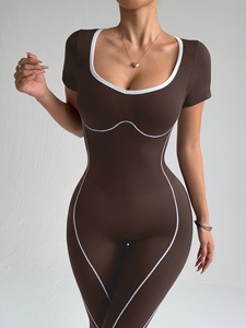 New Arrival Women's Athletic Gym Fitness <b>Workout</b> Yoga <b>Jacket</b> Long Sleeve Quick Dry Zip-Up Onesie Solid Pattern 1 Piece Yoga Set - Product Image 2