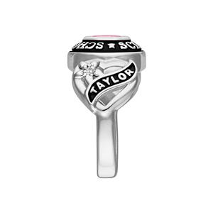 Bague de classe en argent sterling 925 avec pierre de naissance ovale en forme de cœur, personnalisée pour la remise des diplômes, pour femmes - Product Image 3