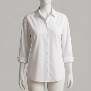 2026 Latest Plus Size <b>Women's</b> Embroidery Button Blouse Customized Cotton Bamboo Fiber Plaid Office Lady Breathable Eco-Friendly - Product Image 1