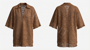 Camisetas Polo Oversize con Dobladillo de Flecos, Modernas y Elegantes, con Diseño Floral Bordado Personalizado, Cuello en V y Manga Corta - Product Image 3