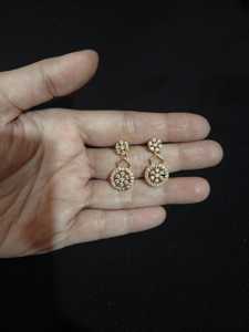 AD Women's Indian Bridal Wedding <b>Necklace</b> and Earring Set Rose Gold Plated Brass Geometric Design <b>Statement</b> Jewelry Handmade - Product Image 2