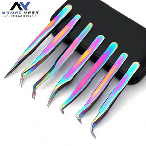 Juego de Pinzas de Acero Inoxidable de Precisión para Extensión de Pestañas, Multicolor, Uso Profesional, Herramientas para Pestañas en Bolsa, Juego de 4 Piezas de Alta Calidad - Product Image 2