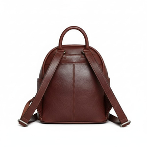 Genuine Leather Women's <b>Mini</b> <b>Backpack</b> Square Shape Zipper Closure Detachable Strap Retro Style Daily Use Softback - Product Image 3