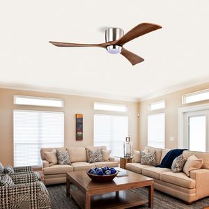 Ventilatore da soffitto a LED da 52 pollici con pale in legno massello, telecomando, motore DC silenzioso, 6 velocità, funzione reversibile, luci QPA - Product Image 3