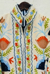 Veste en polaire brodée à la main avec motif floral, col mandarin, manches longues, manteau de printemps pour femme - Product Image 4